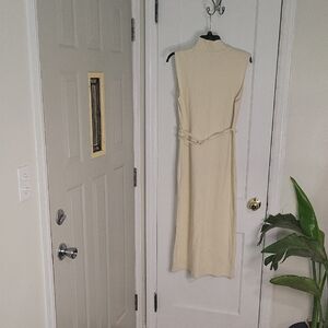 Zara Midi Mock Neck Belted Midi Sweater dress Sleeveless SZ L